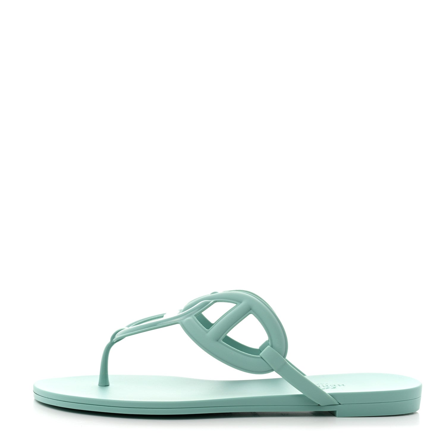Hermes Rubber Womens Egerie Sandals 37 Vert Embrun 1 of 9