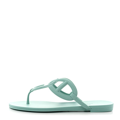 Hermes Rubber Womens Egerie Sandals 37 Vert Embrun 1 of 9
