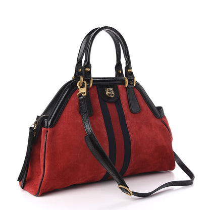Gucci Suede Patent Ophidia Medium Re(Belle) Top Handle Bag Hibiscus Red Black 3 of 11