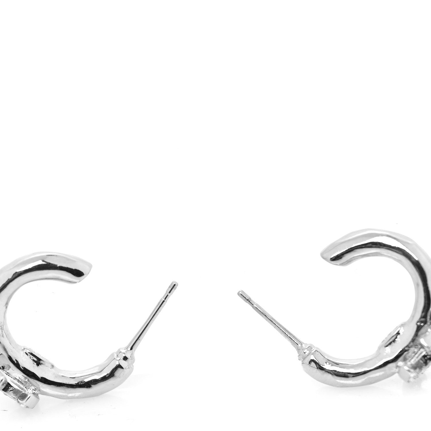 Chanel Crystal Chain CC Climber Earrings Silver 3 of 4