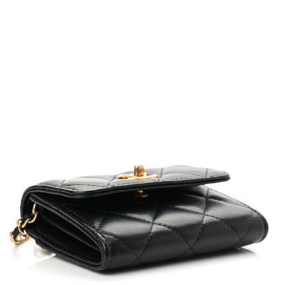 Chanel Lambskin Quilted Pearl Crush Clutch With Chain Black 4 of 11