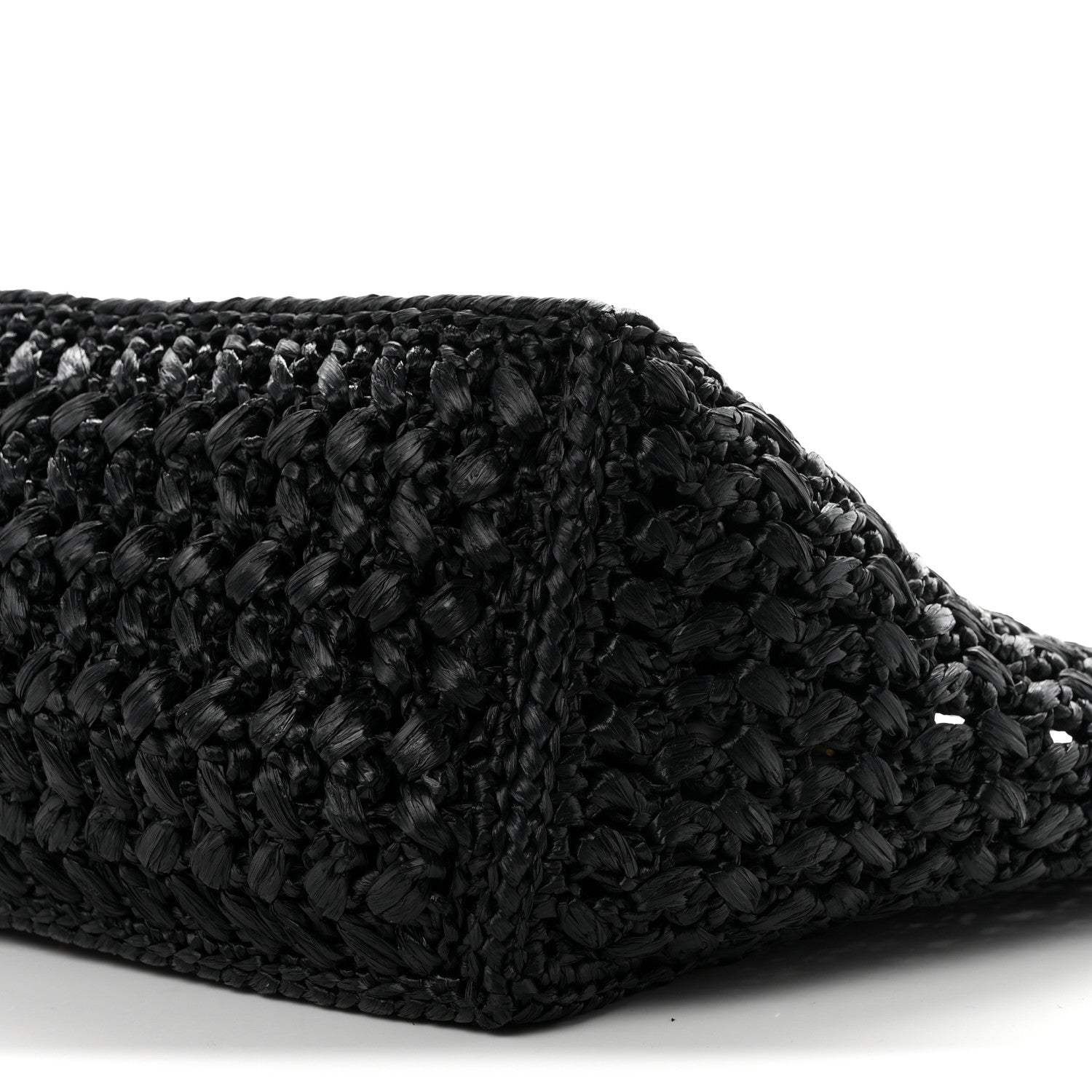 Chanel Raffia Effect Calfskin Coco Beach Shopping Tote Black 9 of 9