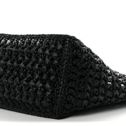 Chanel Raffia Effect Calfskin Coco Beach Shopping Tote Black 9 of 9