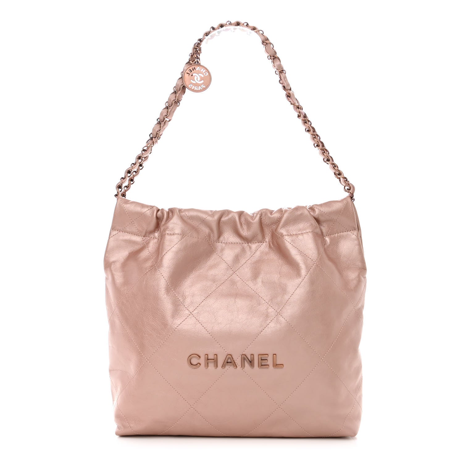 Chanel Metallic Calfskin Quilted Small Chanel 22 Pink 3 of 12