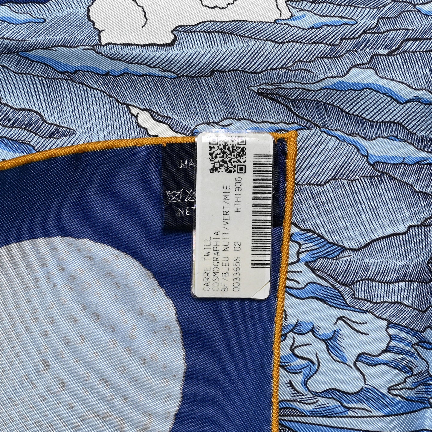 Silk Cosmographia Universalis Scarf 90 Bleu Nuit Vert Miel