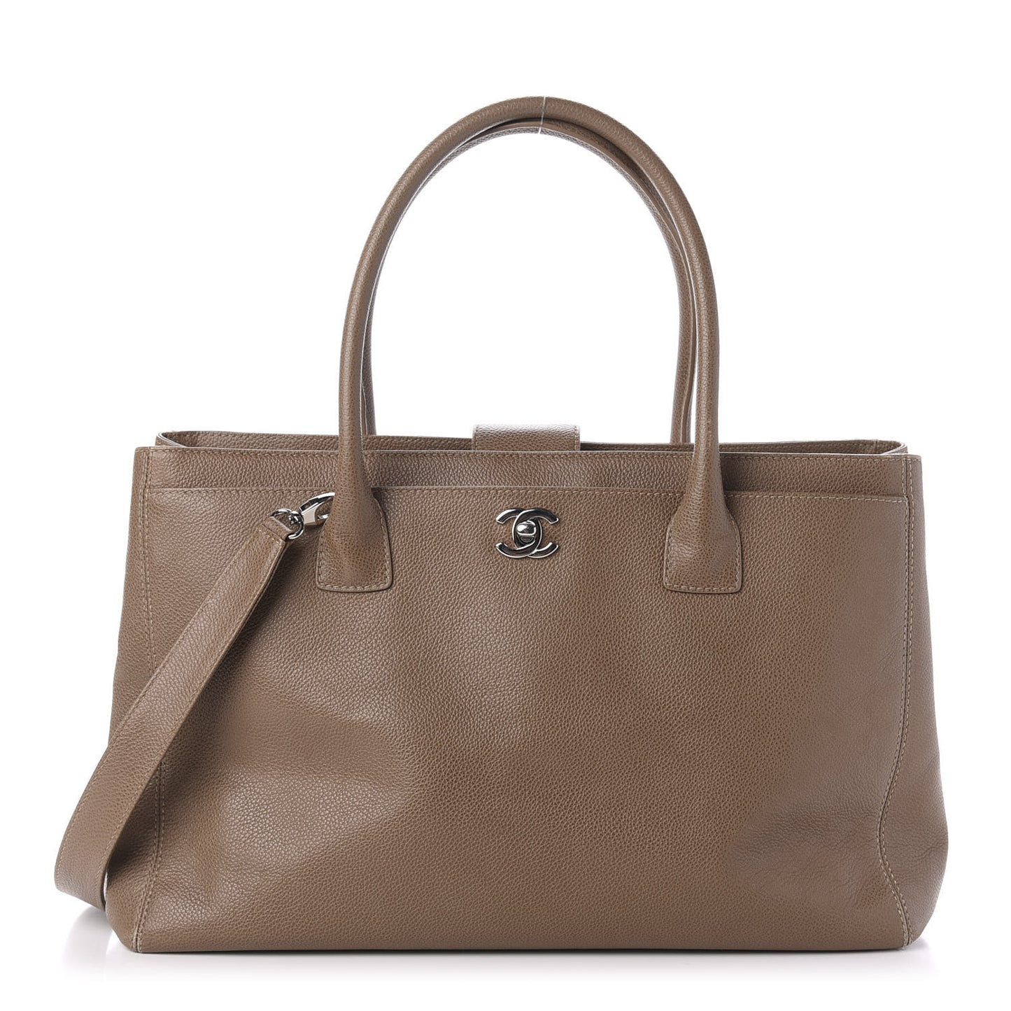 Calfskin Cerf Executive Shopper Tote Beige