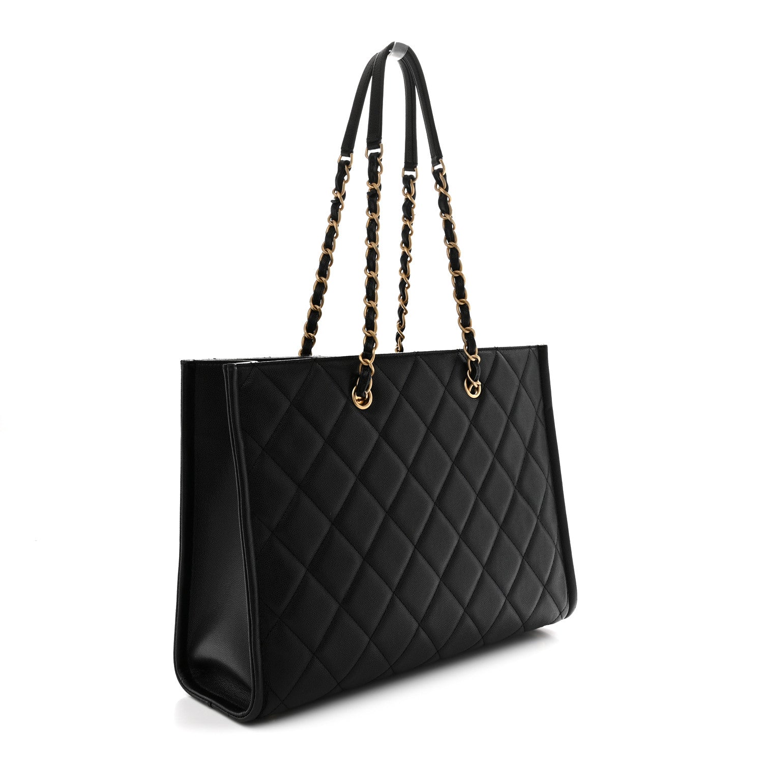 Chanel Caviar Quilted Chain Large Shopping Tote With Coin Purse Black 3 of 11