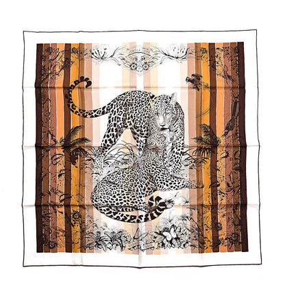 Hermes Silk Jungle Love Rainbow Scarf 90 Marron Beige White 1 of 4