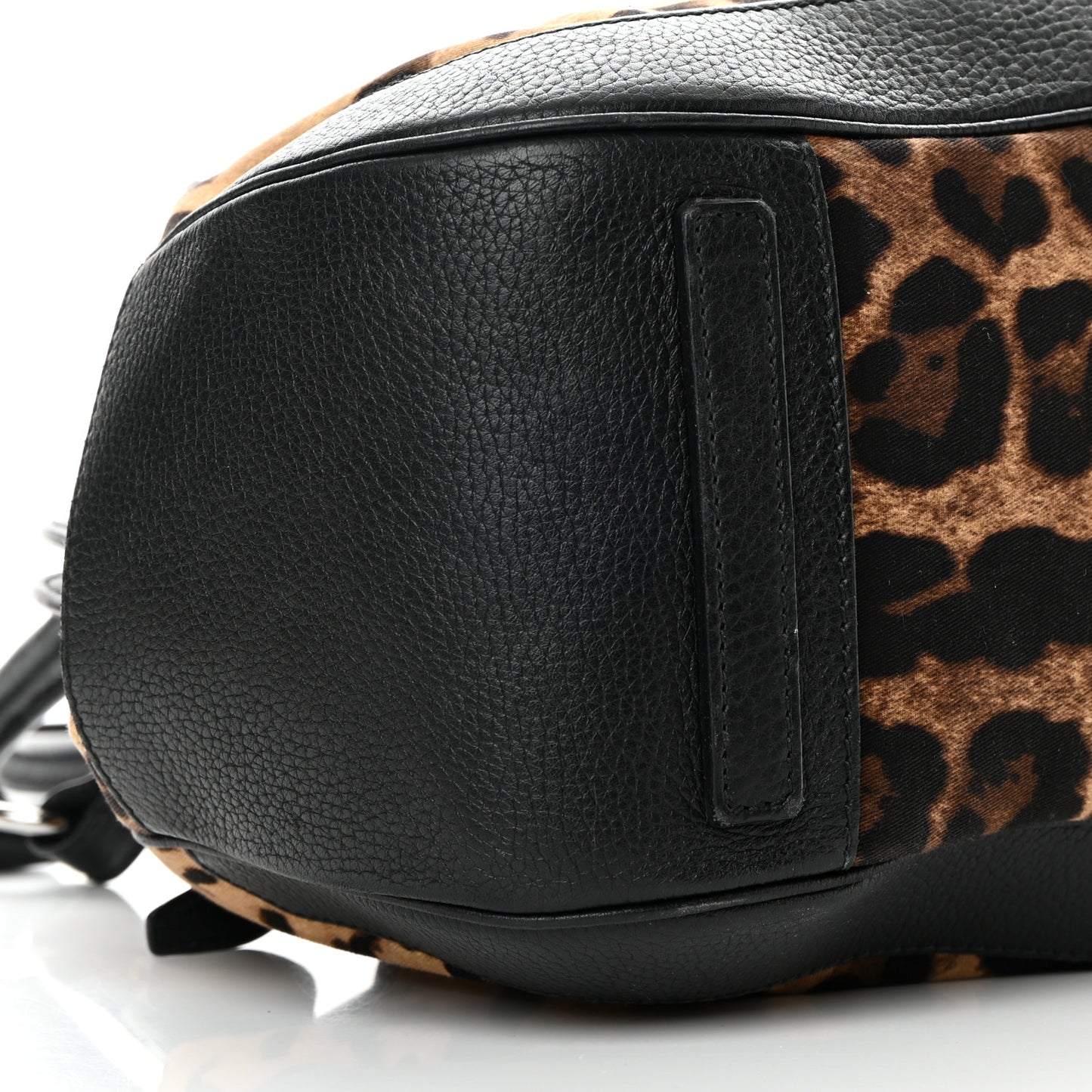 Calfskin Canvas Leopard Print Animalier Shoulder Bag Black