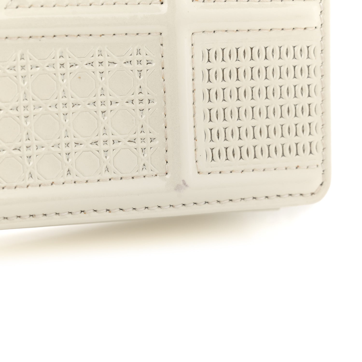 Christian Dior Patent Micro-Cannage Diorama Wallet on Chain Pouch White 12 of 12
