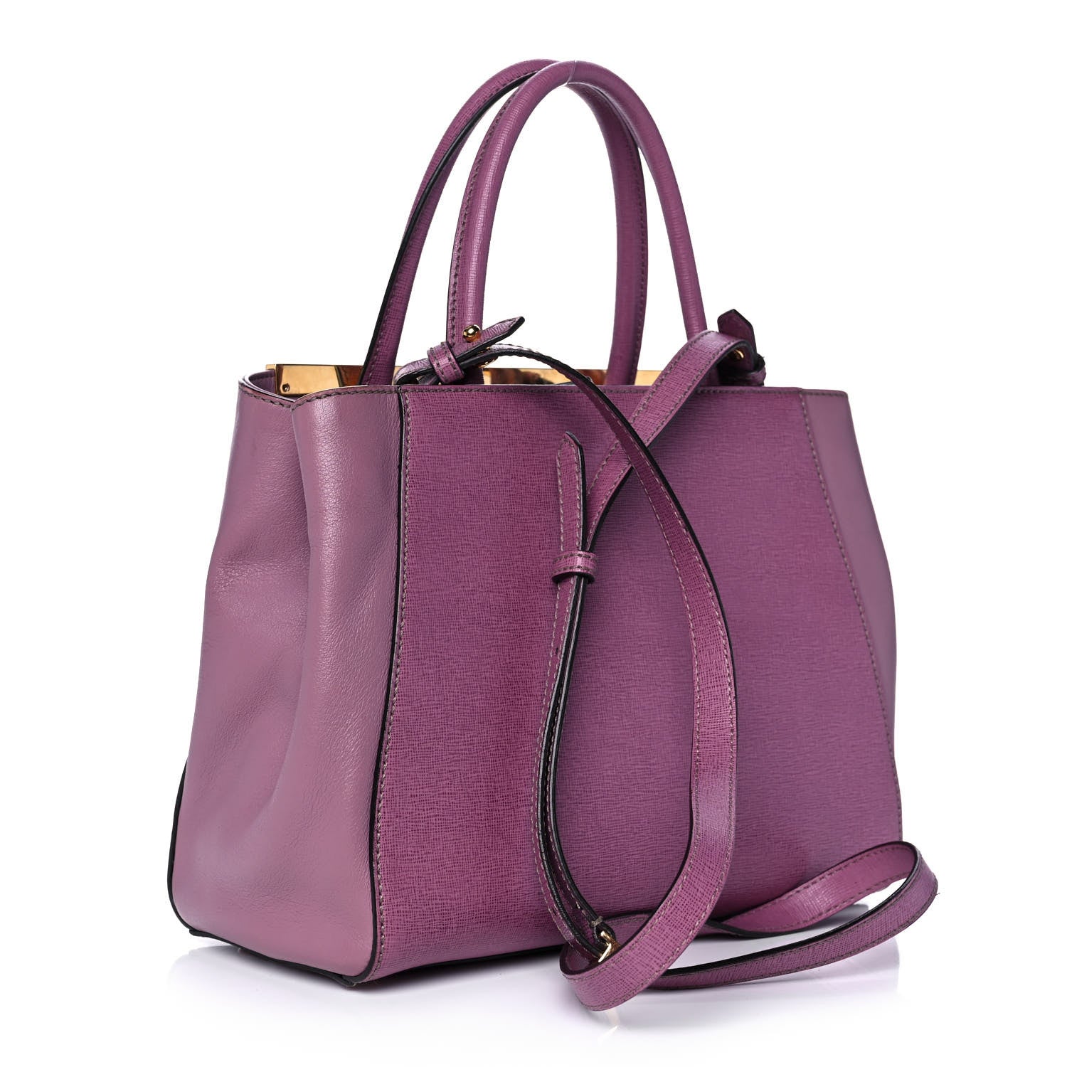 Fendi Vitello Elite Flamingo Petite 2Jours Tote Lilla Glicine 3 of 11