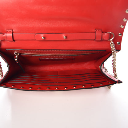 Valentino Garavani Lambskin Rockstud Spike Wallet on Chain Red 5 of 6