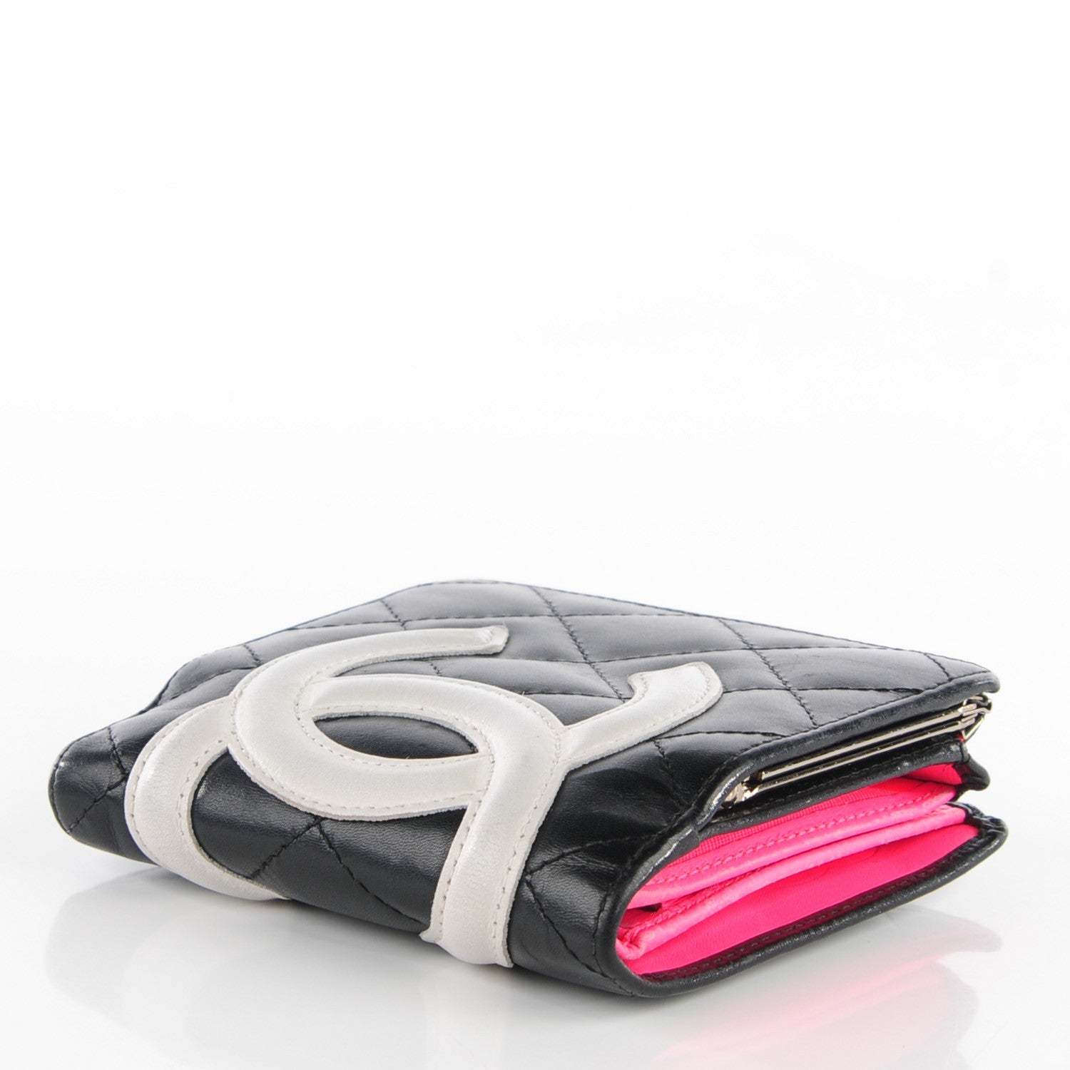 Chanel Calfskin Quilted Cambon Bi-Fold Wallet Black White 4 of 8