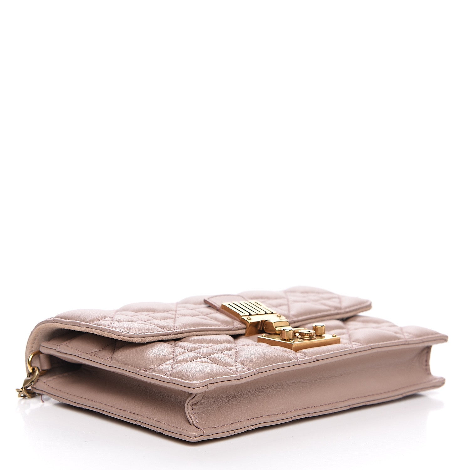 Christian Dior Lambskin Cannage Dioraddict Wallet On Chain Clutch Nude 3 of 9