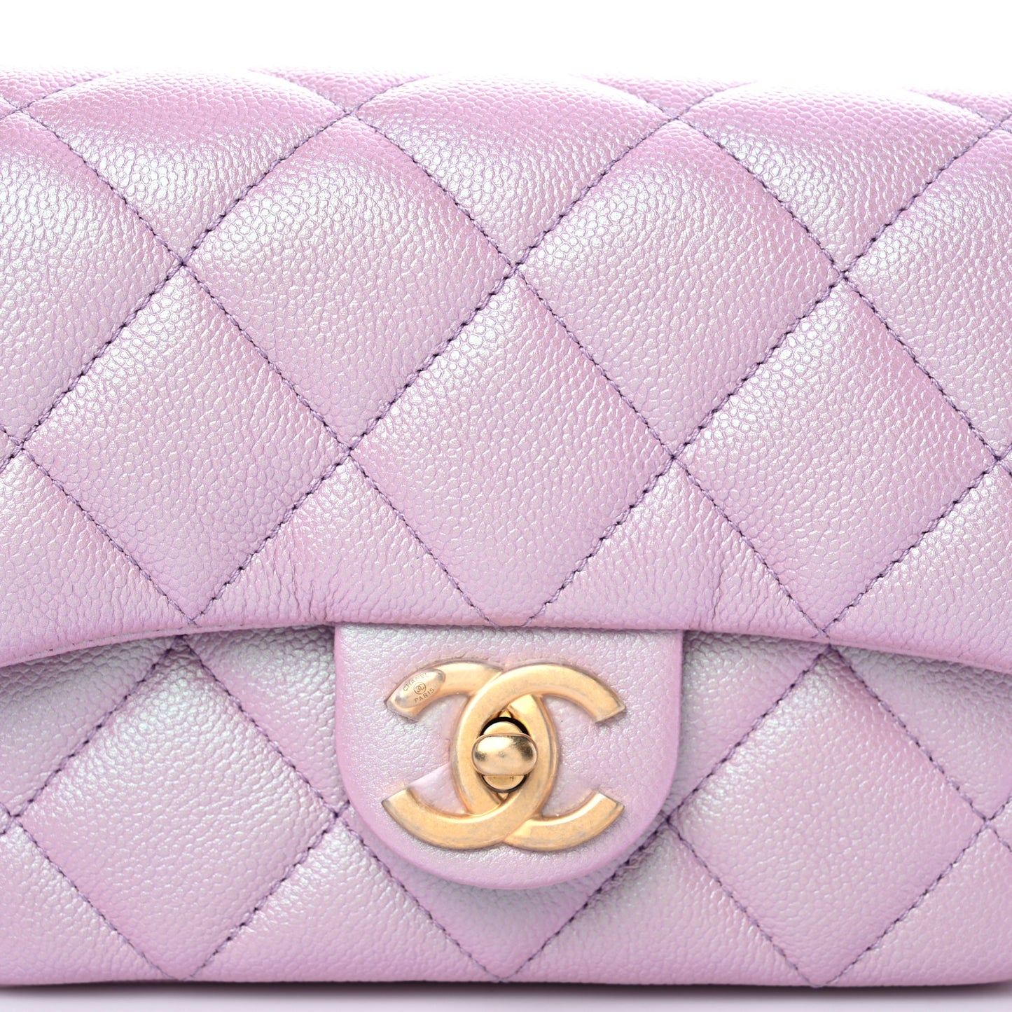 Iridescent Caviar Quilted Mini My Perfect Flap Pink