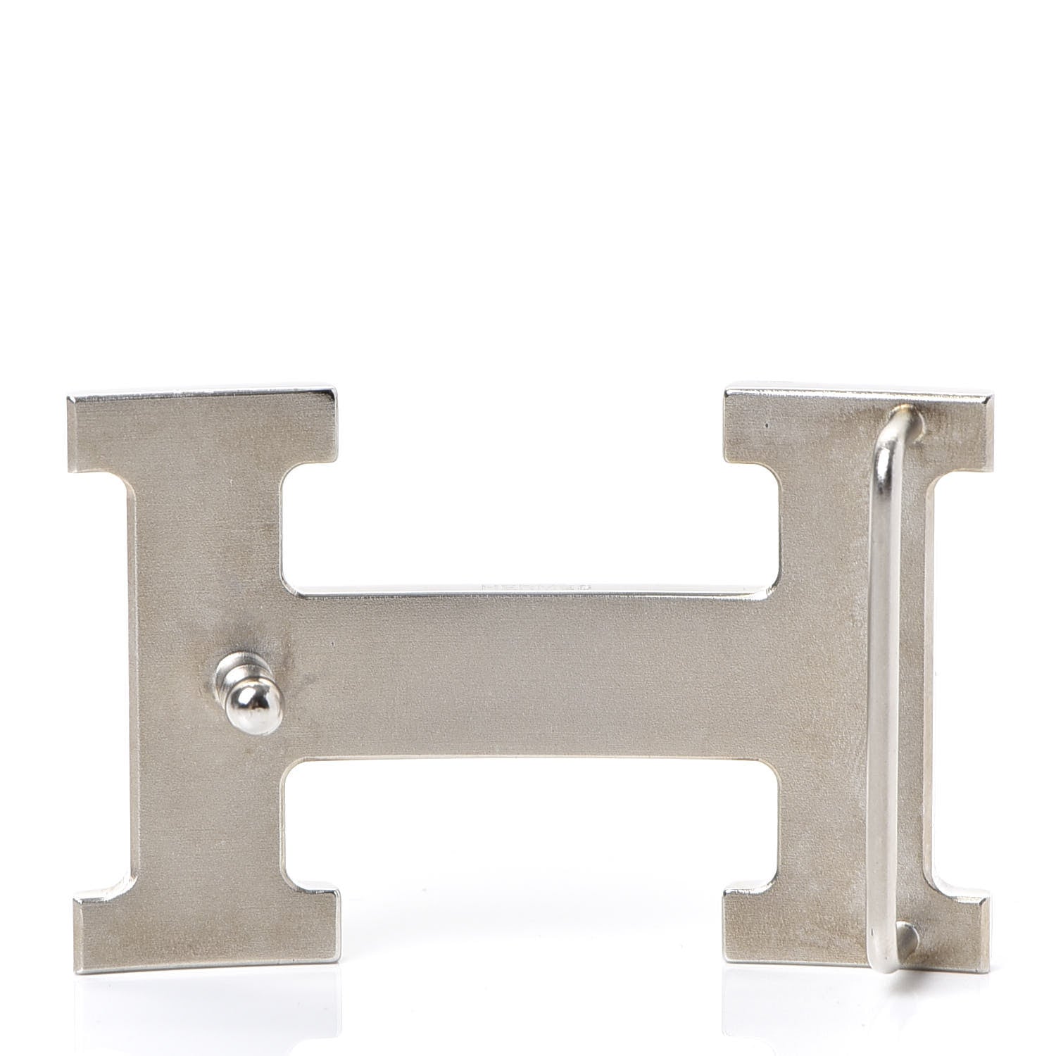 Hermes Palladium Martelee 32mm H Belt Buckle Silver 2 of 5