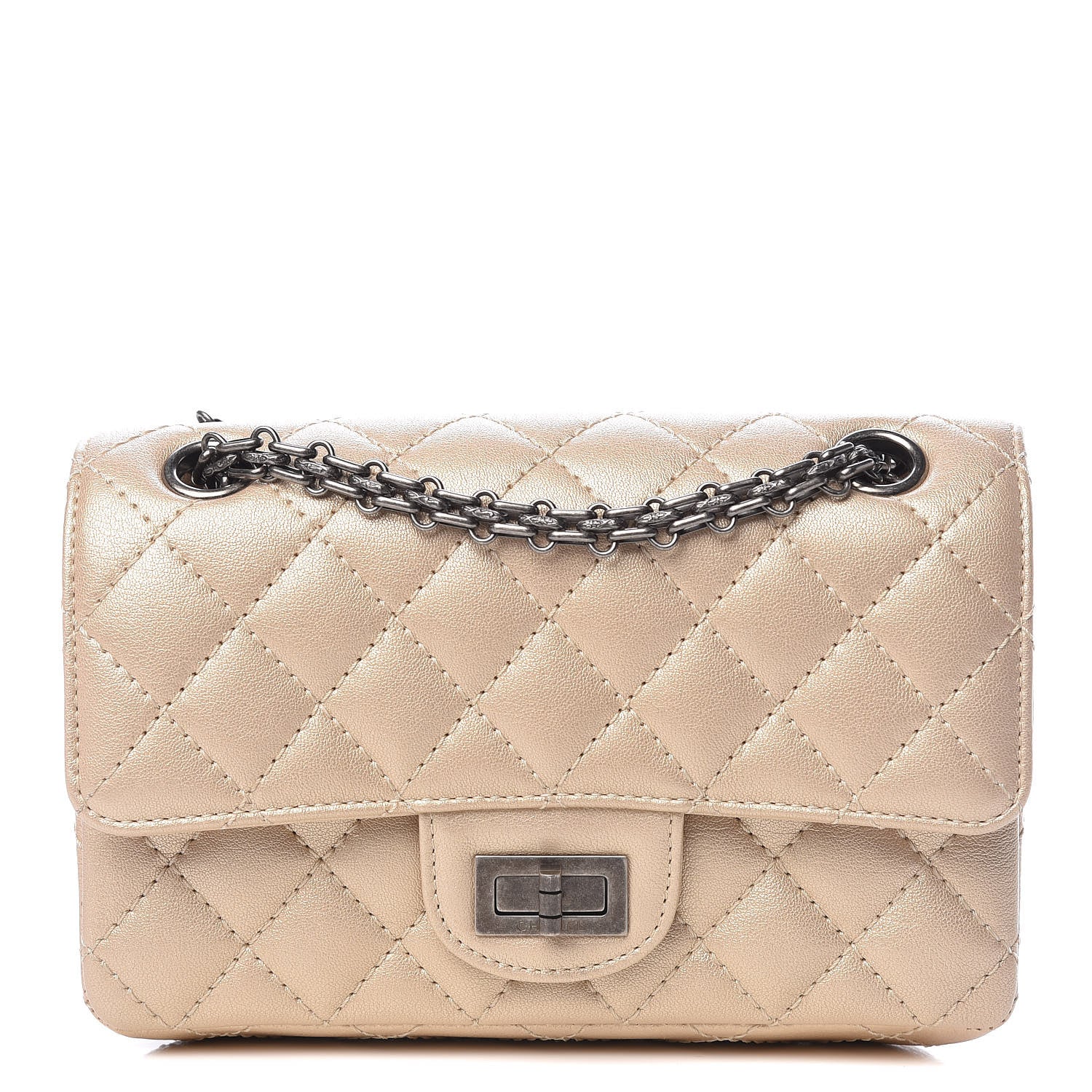 Chanel Metallic Sheepskin Quilted 2.55 Reissue Mini Flap Beige 1 of 11
