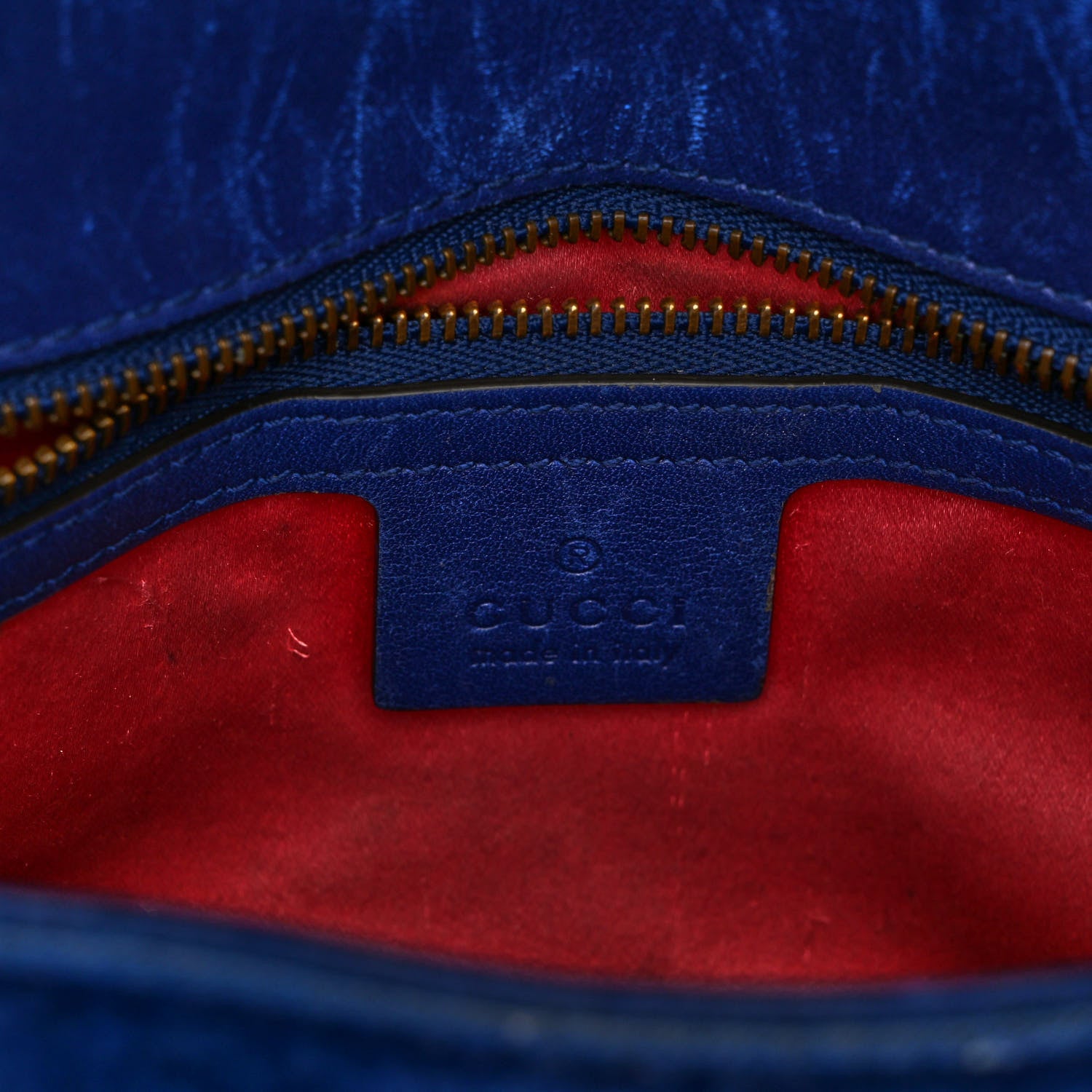 Gucci Velvet Matelasse Deer Embroidered Small GG Marmont Shoulder Bag Cobalt 6 of 12