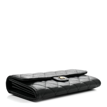 Chanel Caviar Quilted Large Gusset Flap Wallet Black 4 of 8
