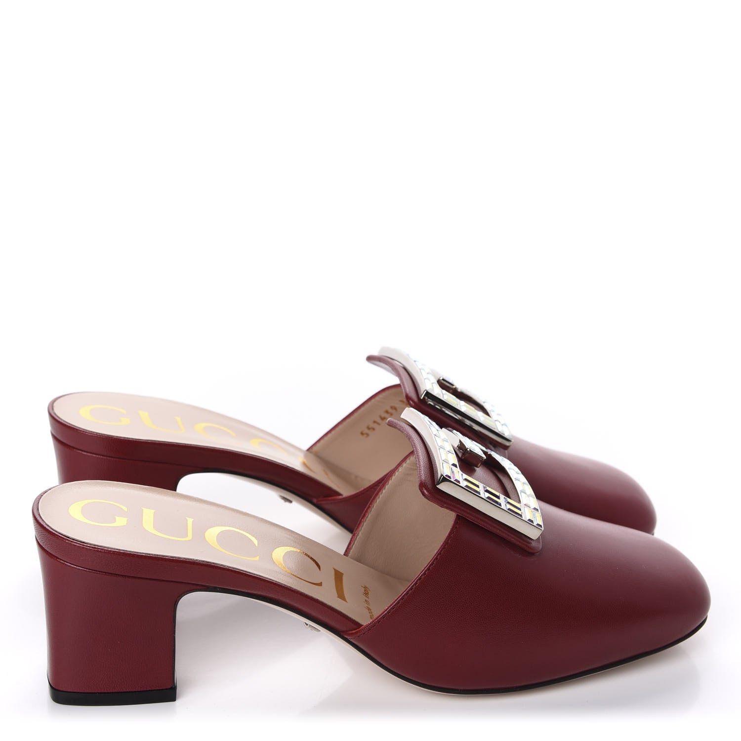 Gucci Malaga Kid Crystal Square G Madelyn Mules 38 Romantic Cerise 4 of 10