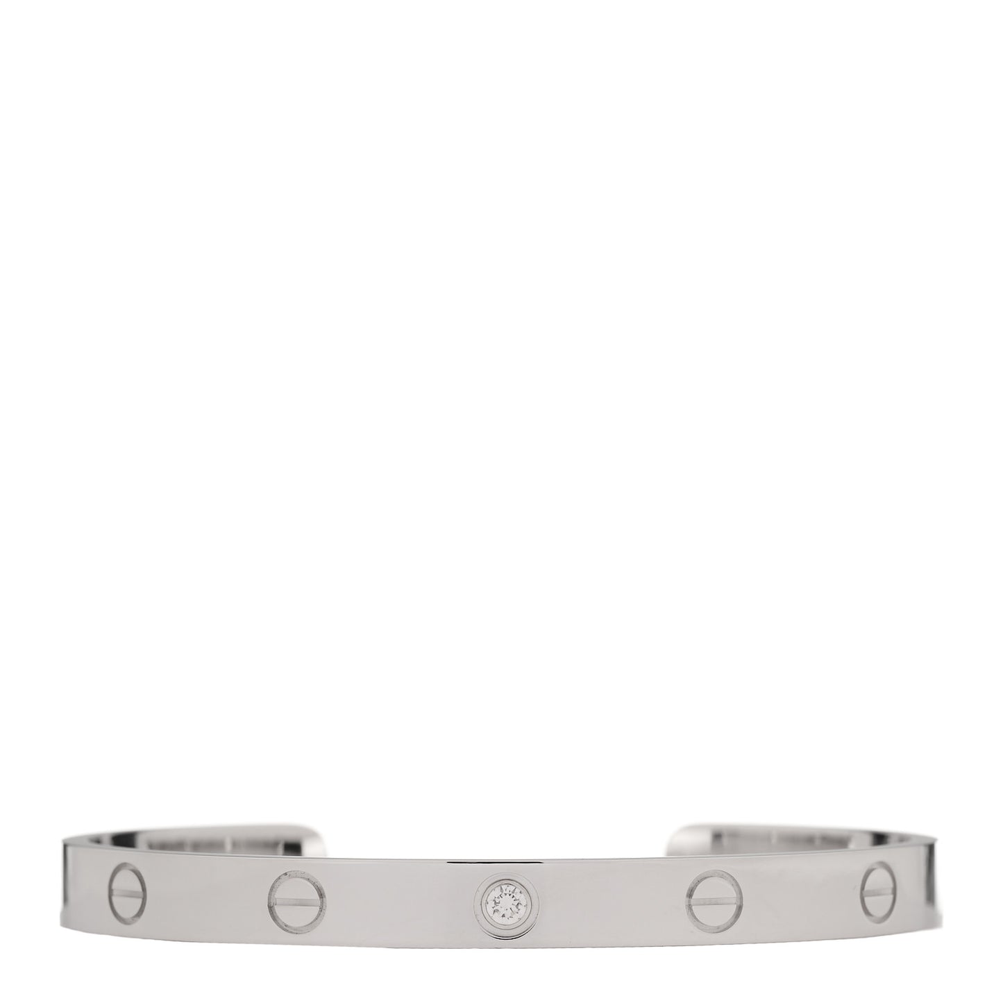 18K White Gold 1 Diamond LOVE Cuff Bracelet 18
