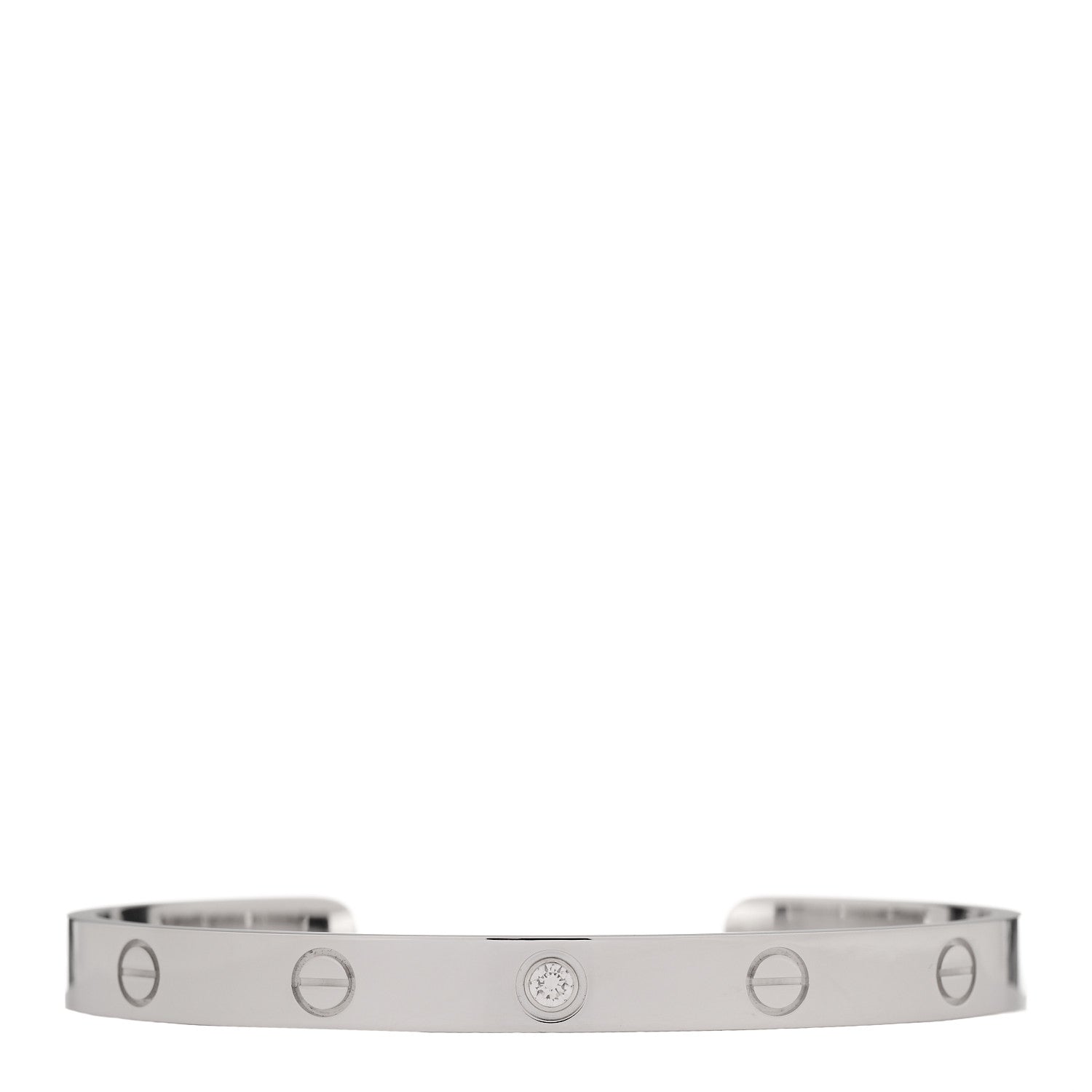 Cartier 18K White Gold 1 Diamond LOVE Cuff Bracelet 18 1 of 5