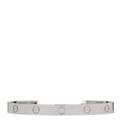 Cartier 18K White Gold 1 Diamond LOVE Cuff Bracelet 18 1 of 5
