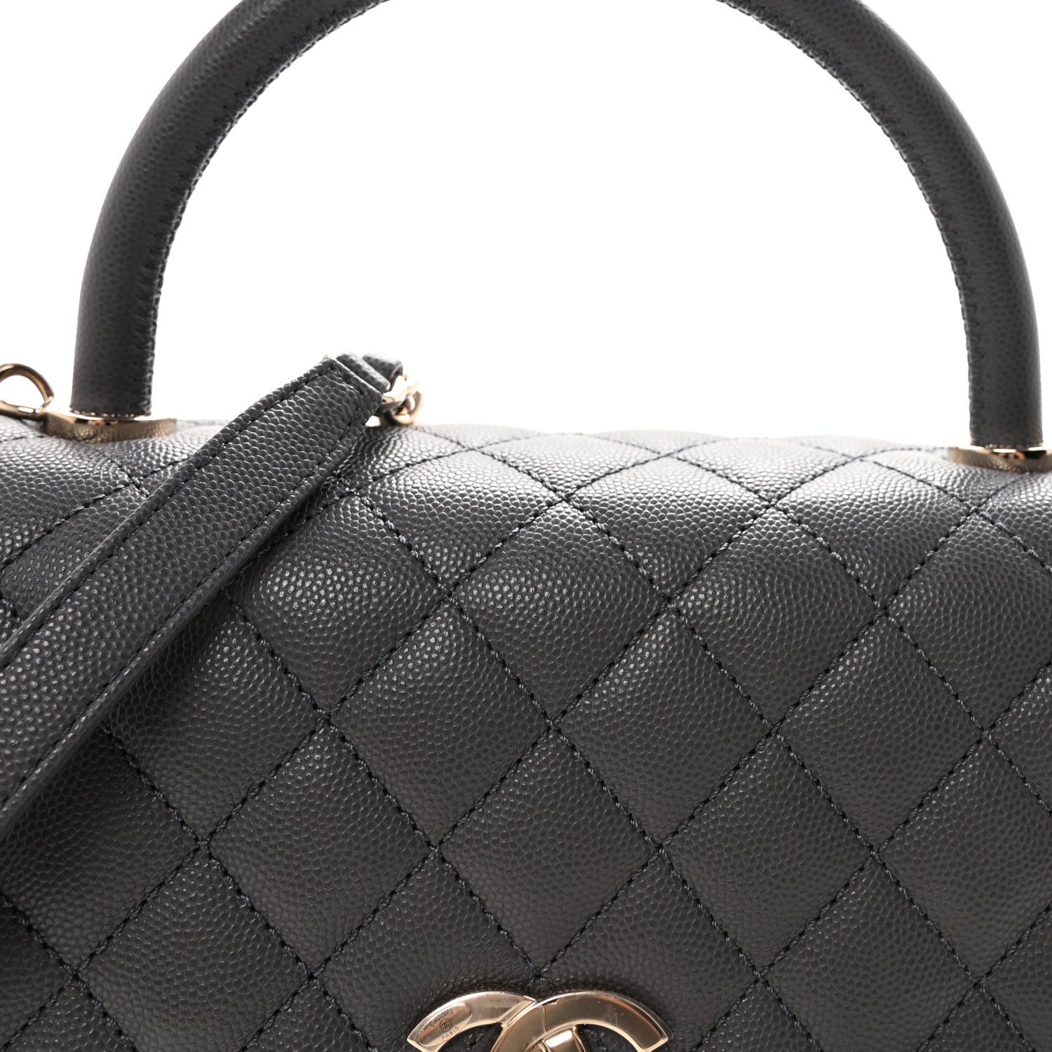 Chanel Caviar Quilted Small Coco Handle Flap Dark Grey 8 of 10