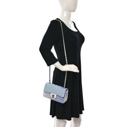 Chanel Perforated Lambskin Quilted Mini Rectangular Flap Light Blue Light Purple White 2 of 11