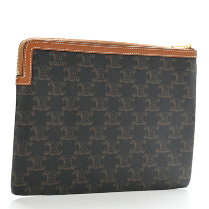 Celine Triomphe Canvas Lambskin Small Pouch Tan 3 of 6