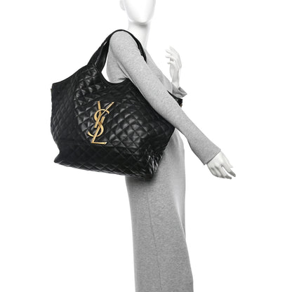 Saint Laurent Lambskin Quilted Maxi Icare Shopping Tote Black 2 of 11