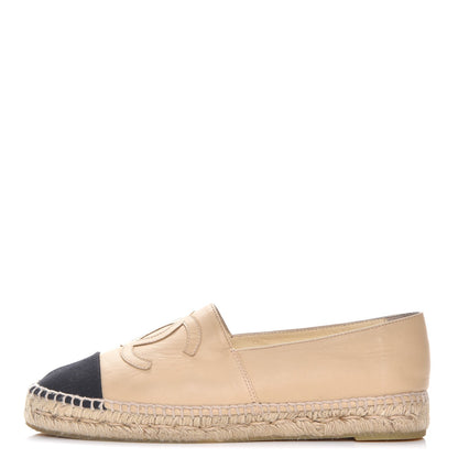 Chanel Lambskin CC Espadrilles 41 Beige Black 1 of 13