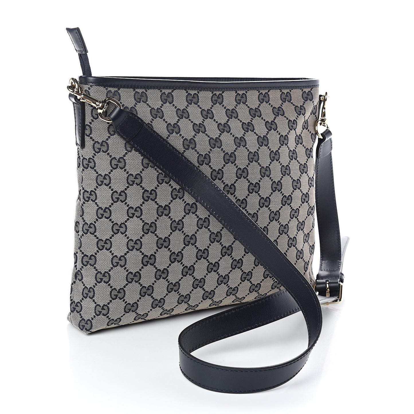 GG Supreme Monogram Web Flat Messenger Bag Navy