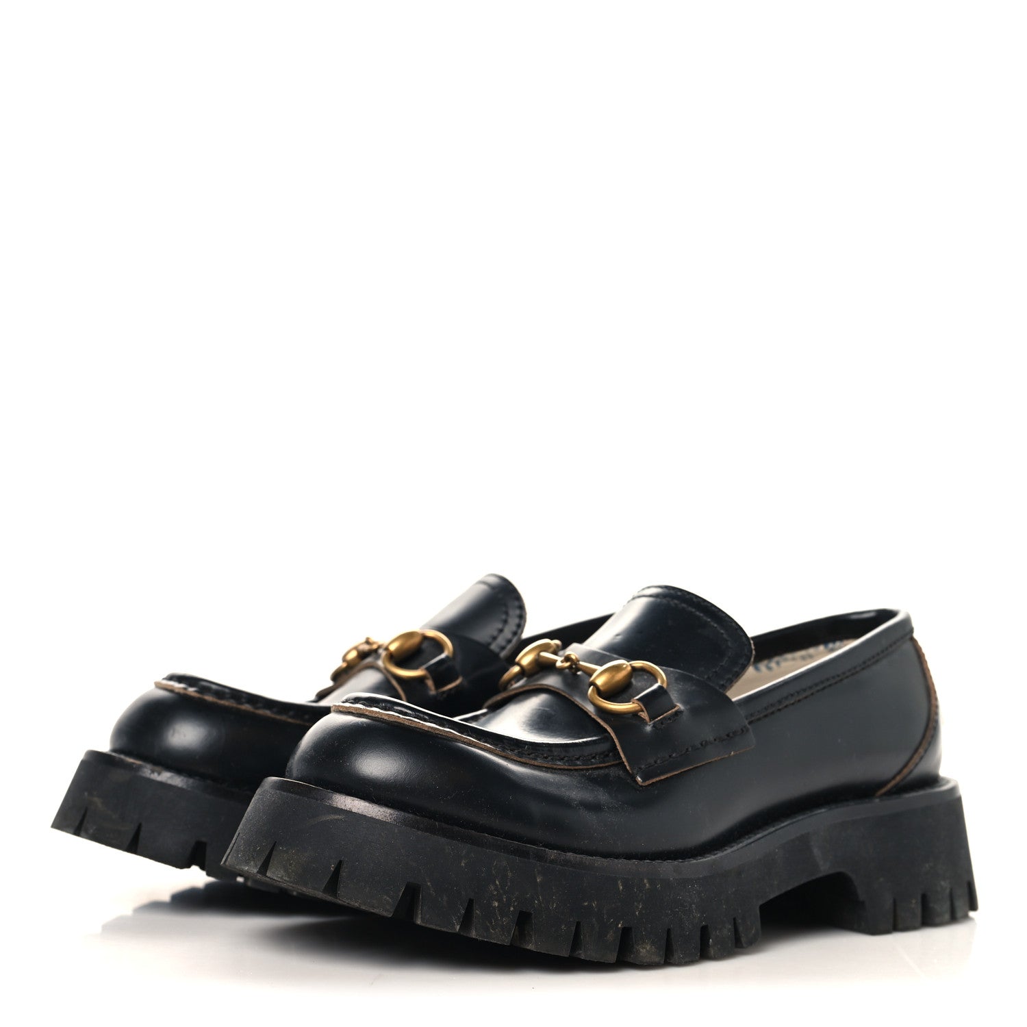Gucci Cordovan Lux Womens Harald Horsebit 25mm Platform Loafers 35 Black 4 of 9