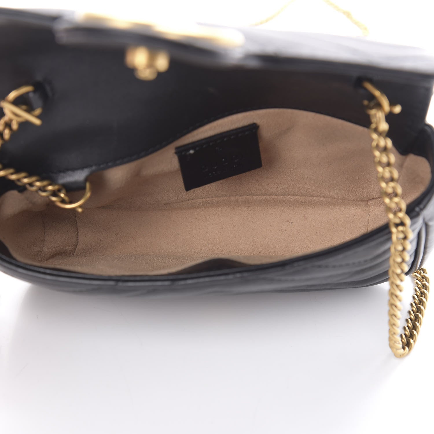Gucci Calfskin Matelasse Super Mini GG Marmont Shoulder Bag Black 5 of 15