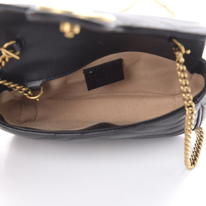Gucci Calfskin Matelasse Super Mini GG Marmont Shoulder Bag Black 5 of 15