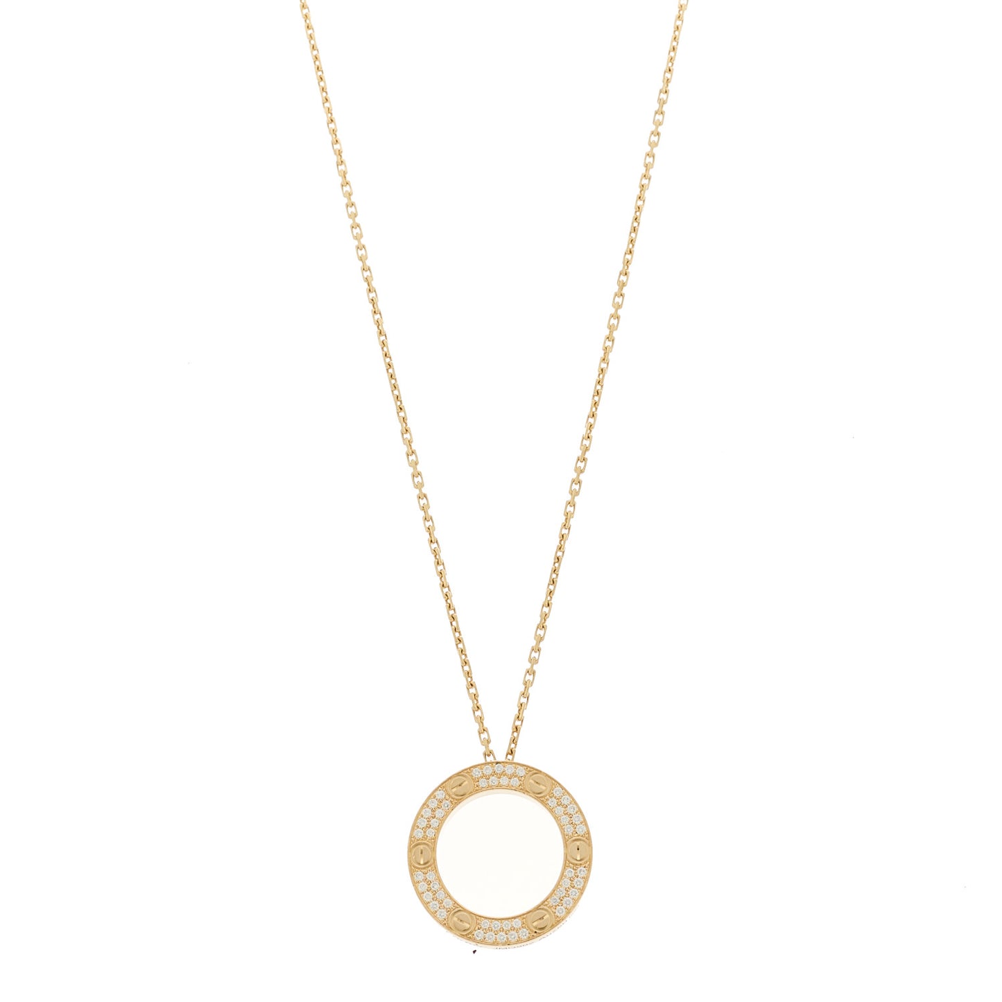 18K Yellow Gold Diamond LOVE Paved Necklace