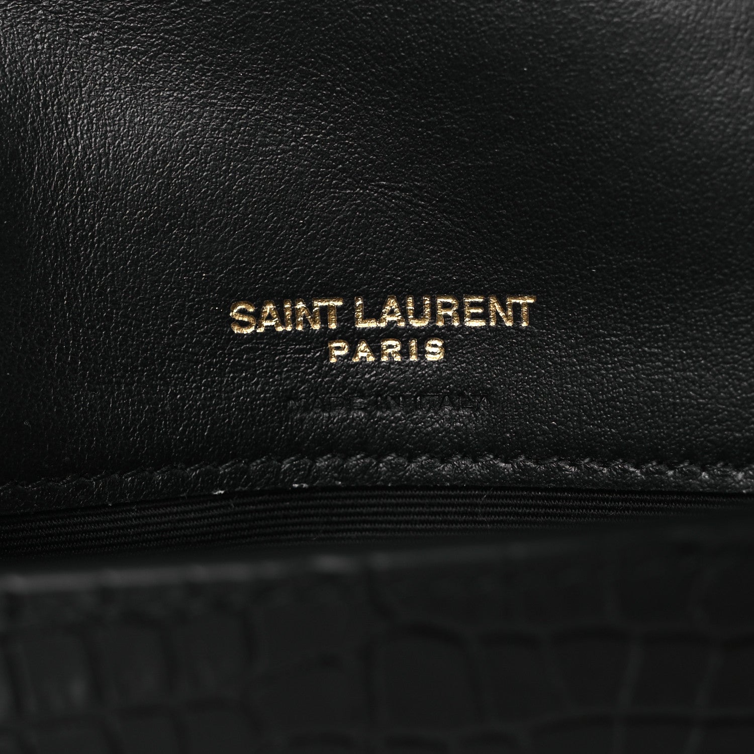 Saint Laurent Crocodile Embossed Monogram Phone Holder Crossbody Black 6 of 10