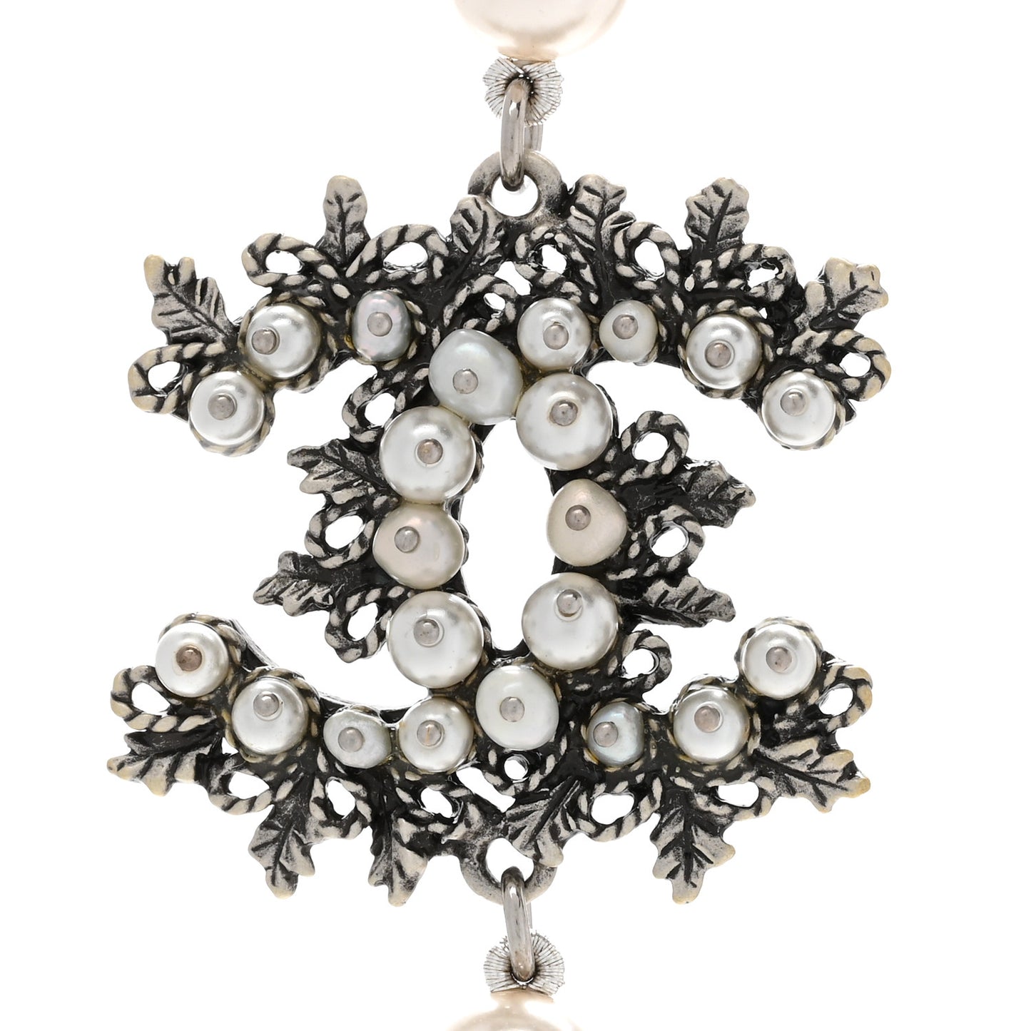 Pearl CC Short Necklace Silver