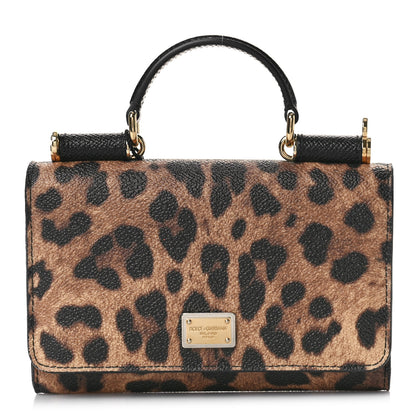 Dolce & Gabbana Dauphine Leopard Print Mini Miss Sicily Chain Phone Case Wallet Brown Black 1 of 9