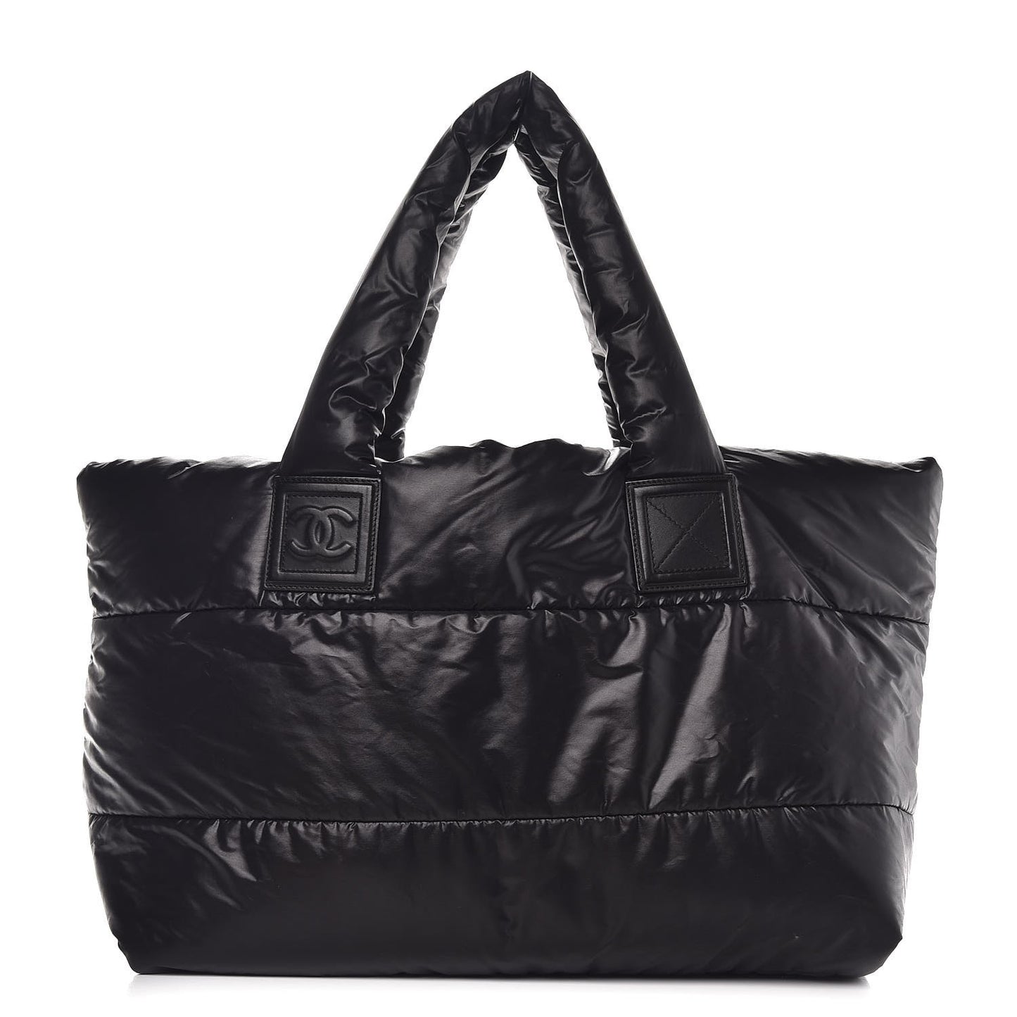 Nylon Quilted Medium Coco Cocoon Reversible Tote Black