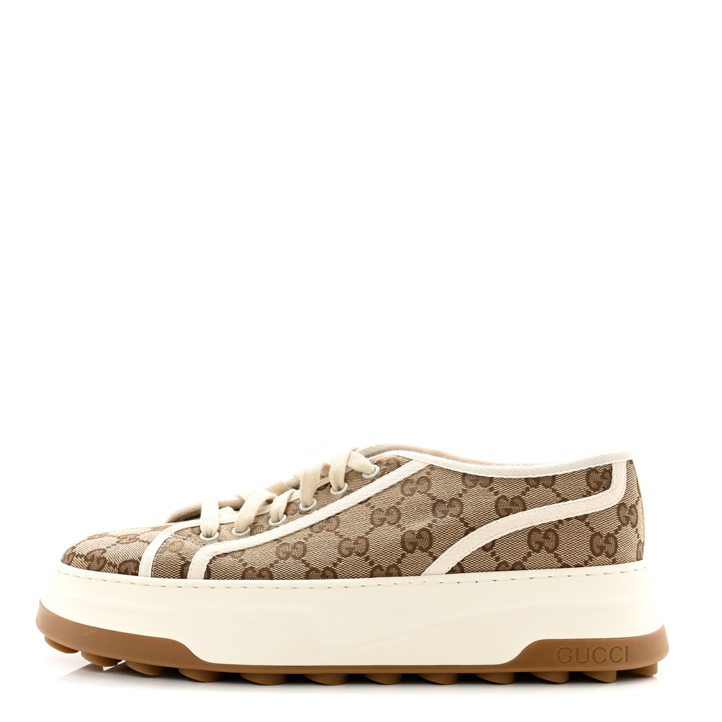 GG Monogram Mens 1977 Tennis Platform 52mm Sneakers 9 Beige Ebony Mystic White