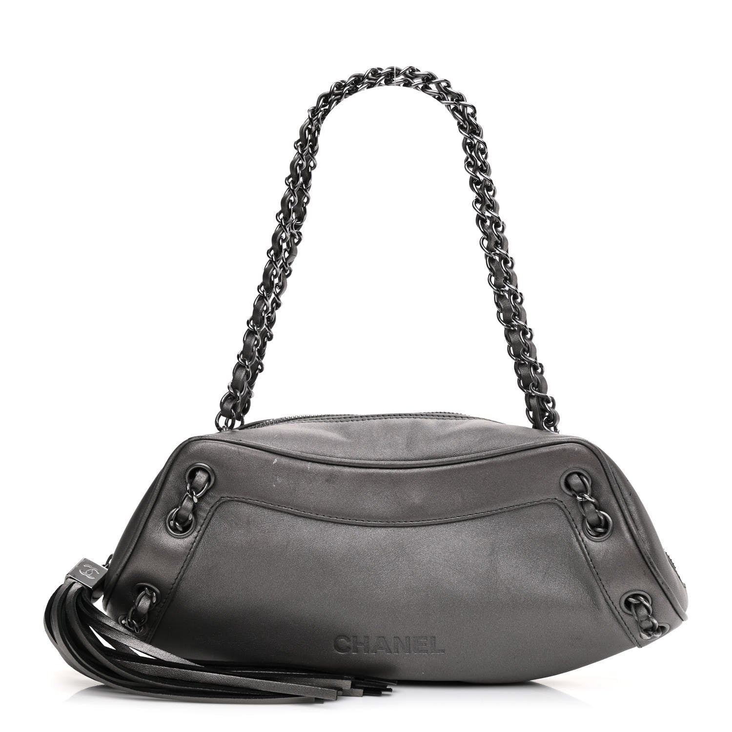 Chanel Metallic Lambskin Tassel Shoulder Bag Silver 1 of 13