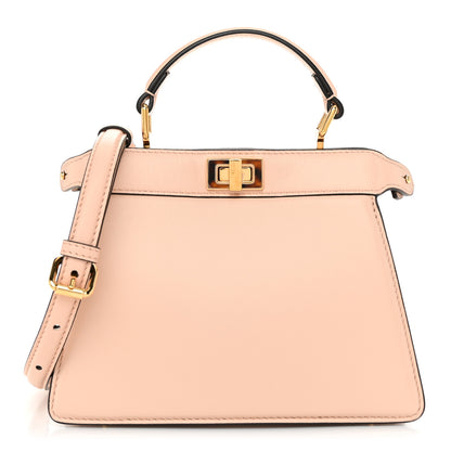 Fendi Vitello Seta Shiny Nappa Plexiglass Petite Peekaboo I SEE U Satchel Poudre 1 of 10