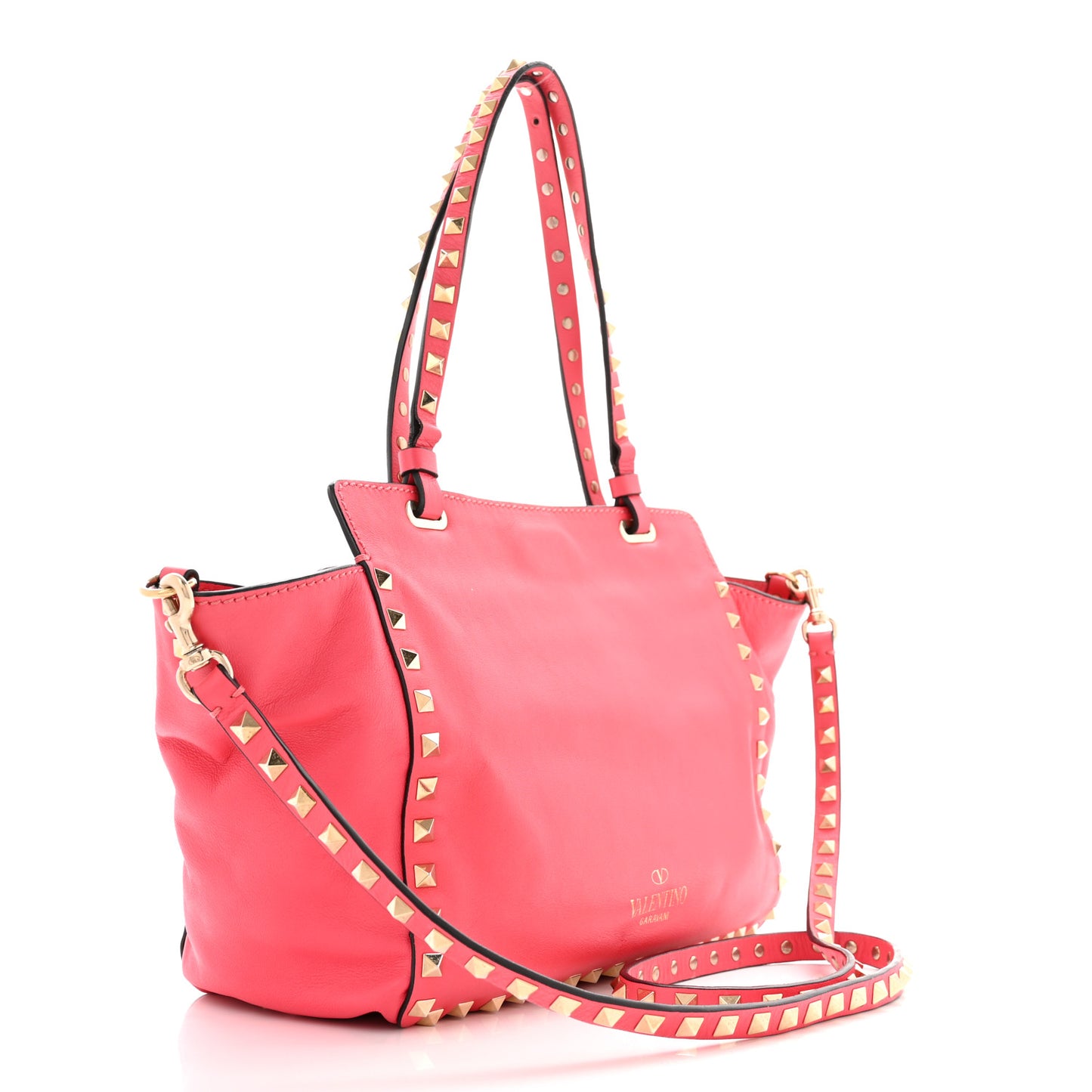 Vitello Small Rockstud Tote Deep Rose