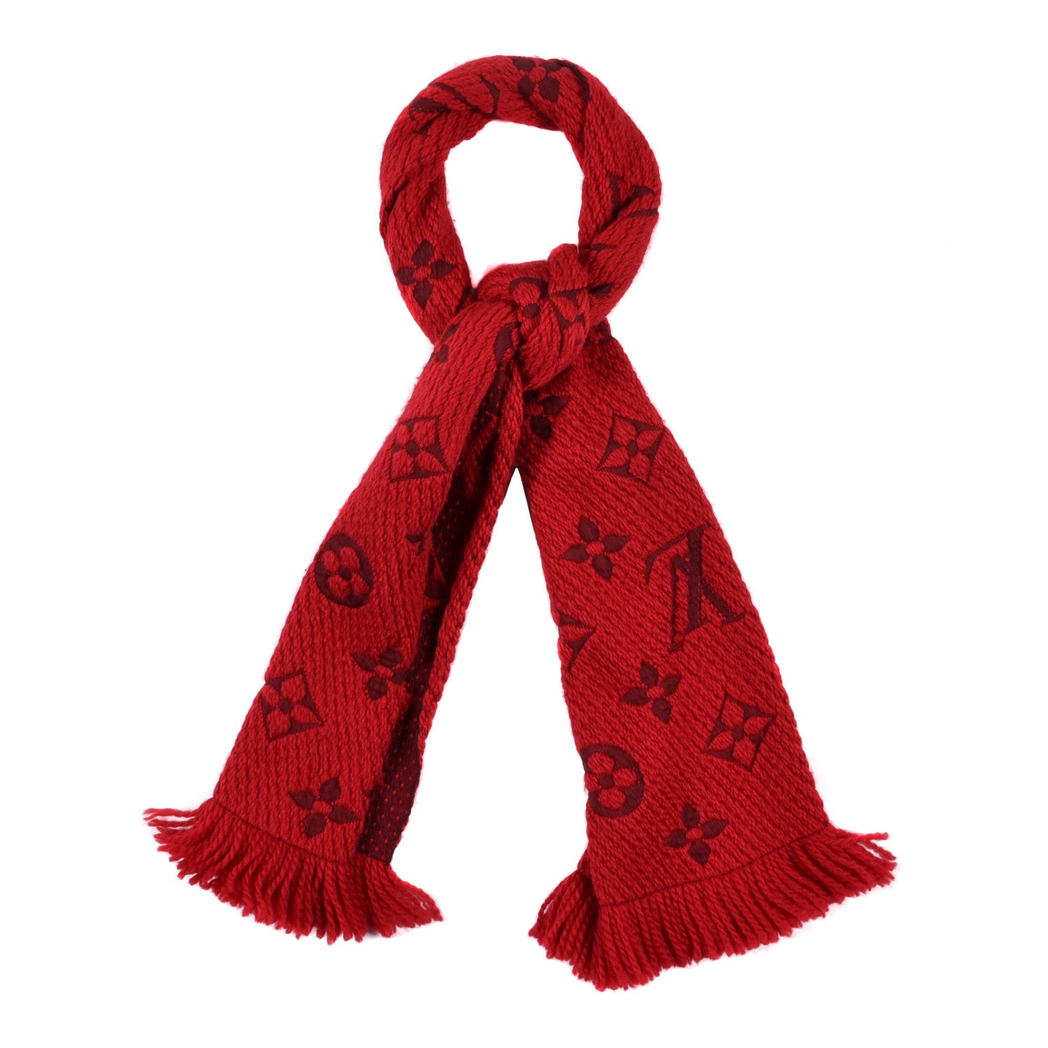 Louis Vuitton Wool Silk Logomania Scarf Rubis 1 of 4