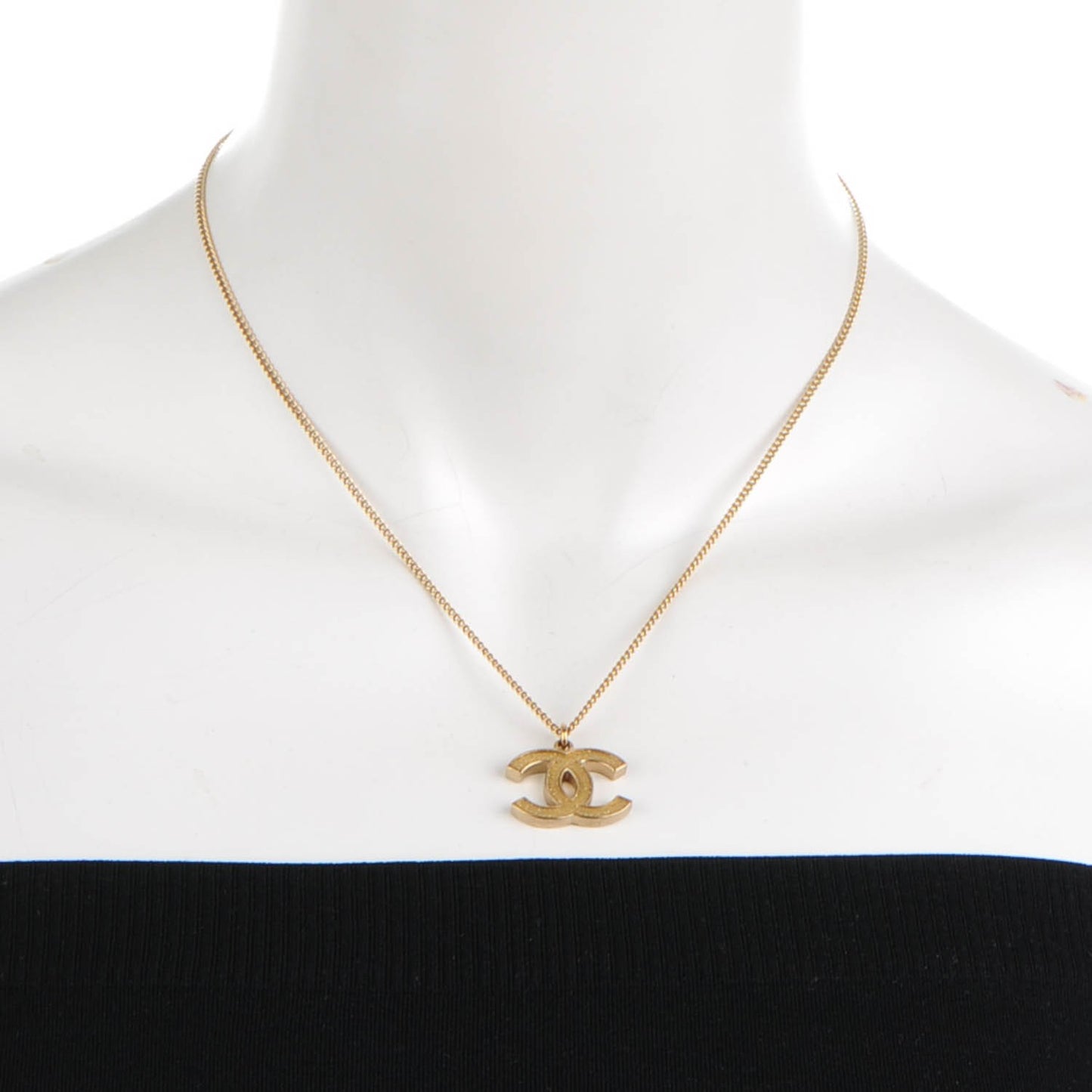 Glitter Enamel CC Pendant Necklace Gold