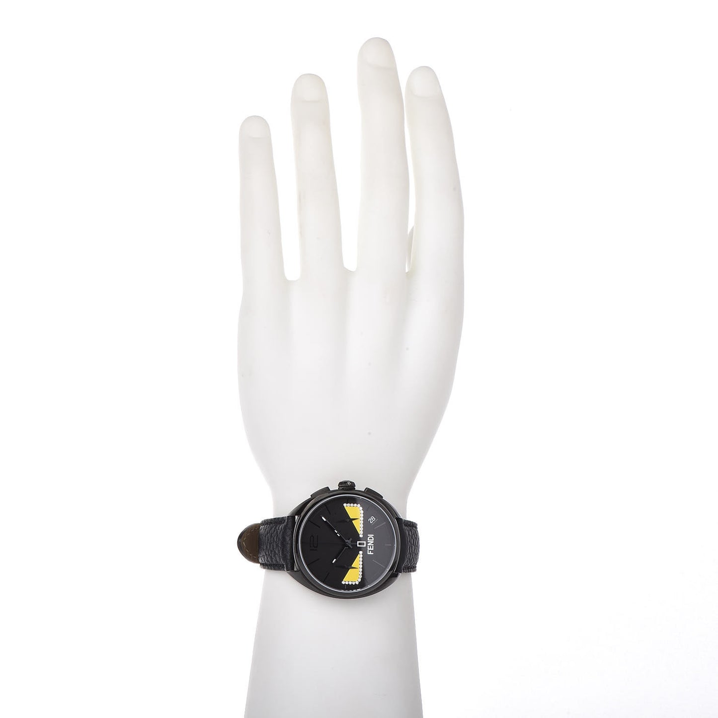 Stainless Steel Calfskin Diamond 40mm Momento Bugs Quartz Watch Black