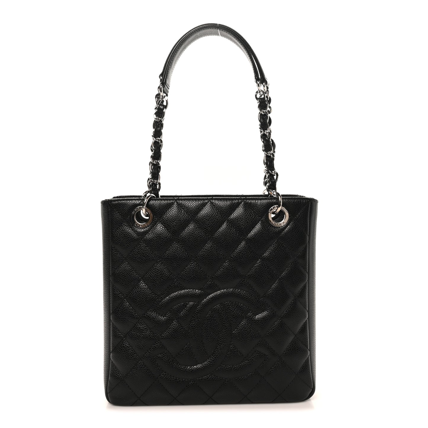 Caviar Quilted Petit Shopping Tote PST Black