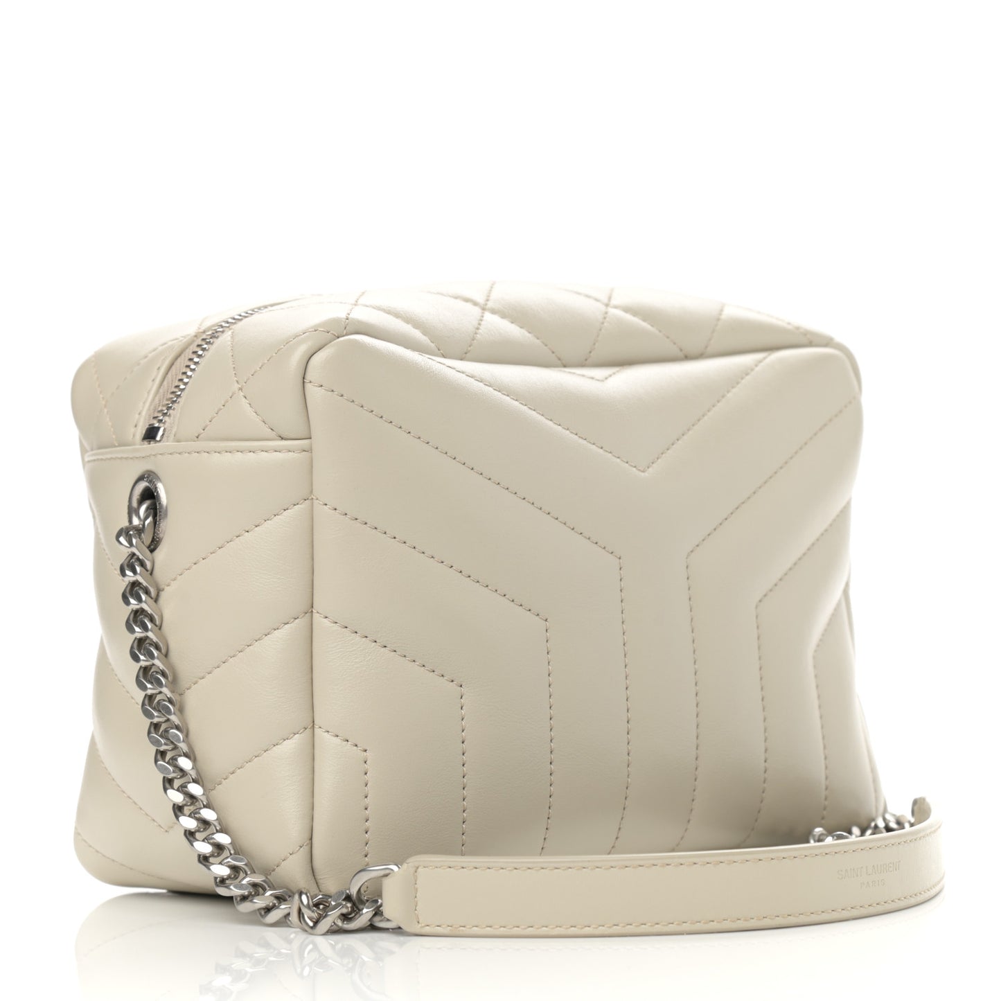 Calfskin Y Quilted Monogram Small Loulou Bowling Bag Ivory